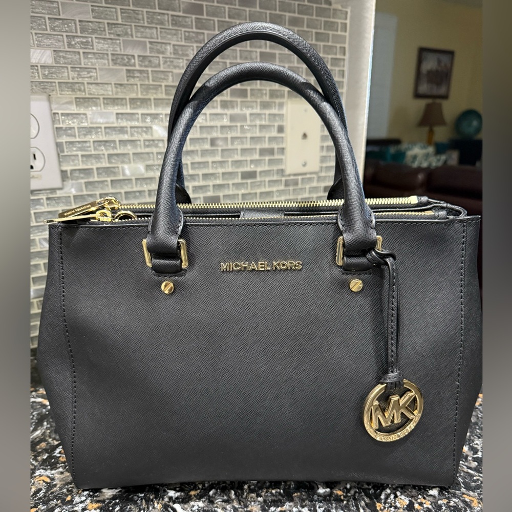 Michael Kors Sutton Black Leather Tote Bag